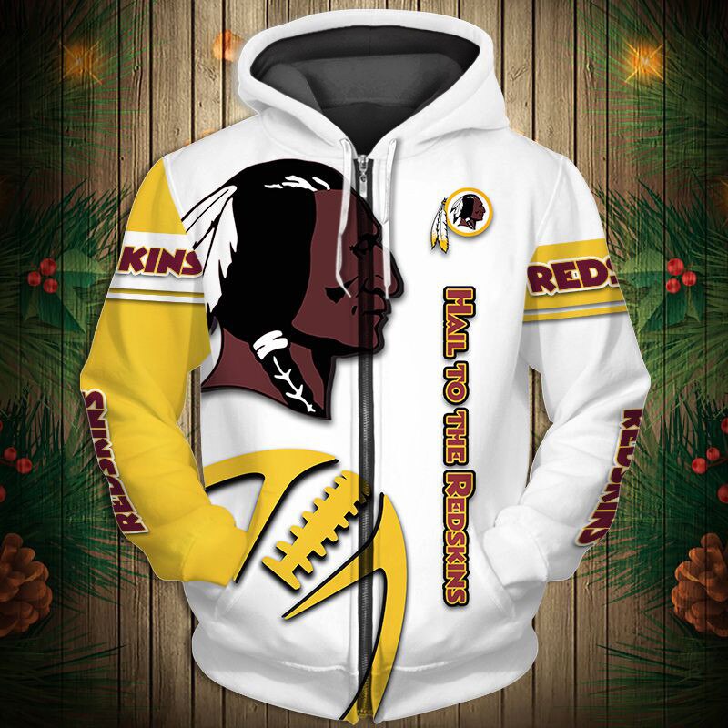 Nfl Washington Redskins Limited Edition White Golden Zip Up Hoodie