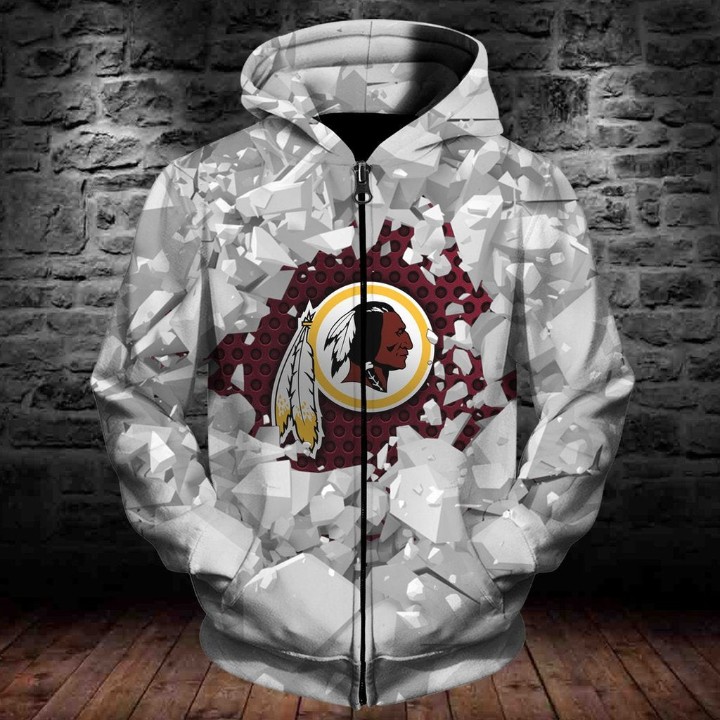 Nfl Washington Redskins Professional Grey Zip Up Hoodie