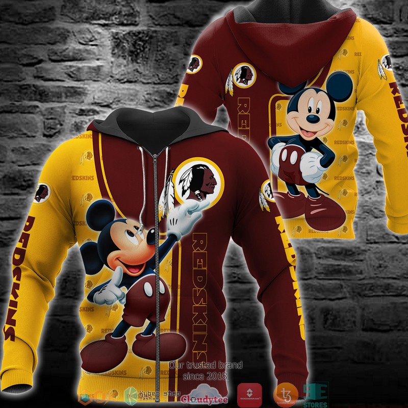 Nfl Washington Redskins Mikey Mouse Edition Zip Up Hoodie