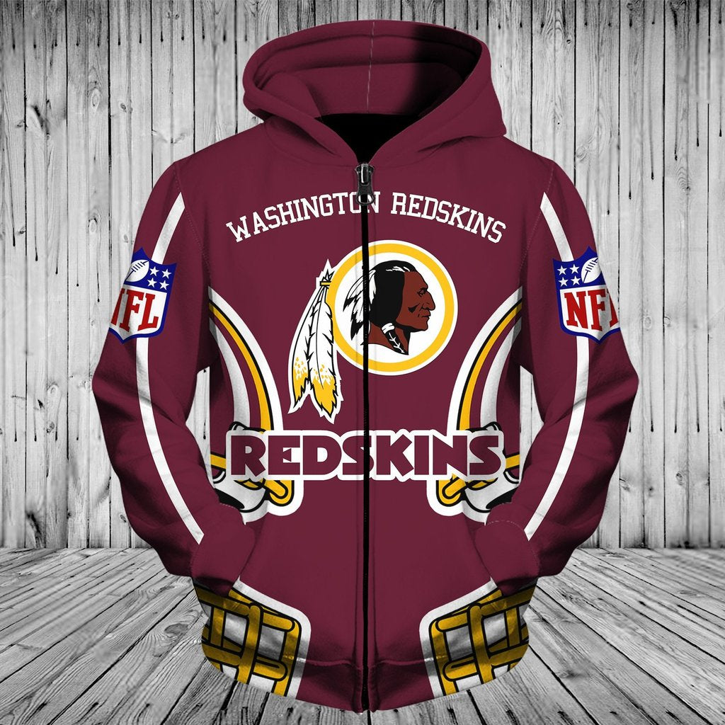 Nfl Washington Redskins Professional Brown Zip Up Hoodie