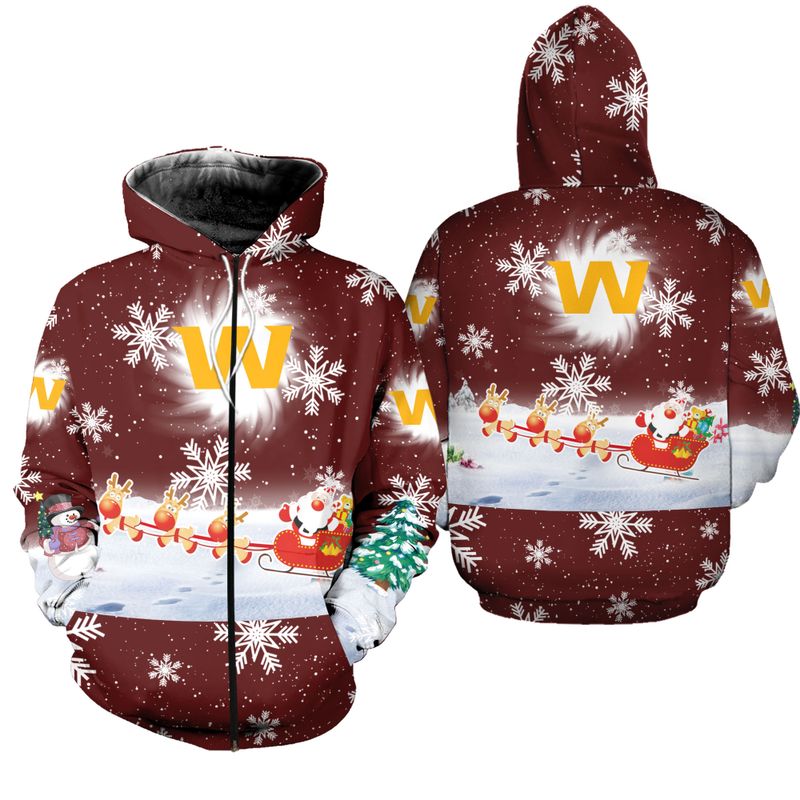 Nfl Washington Commanders Cartoon Christmas Edition Zip Up Hoodie
