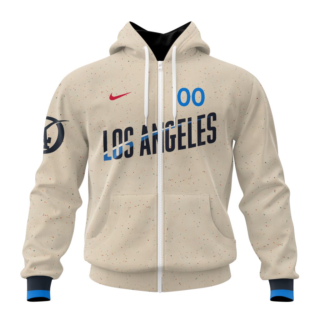 Los Angeles Dodgers Mlb Personalized City Connect 3D Zip Hoodie