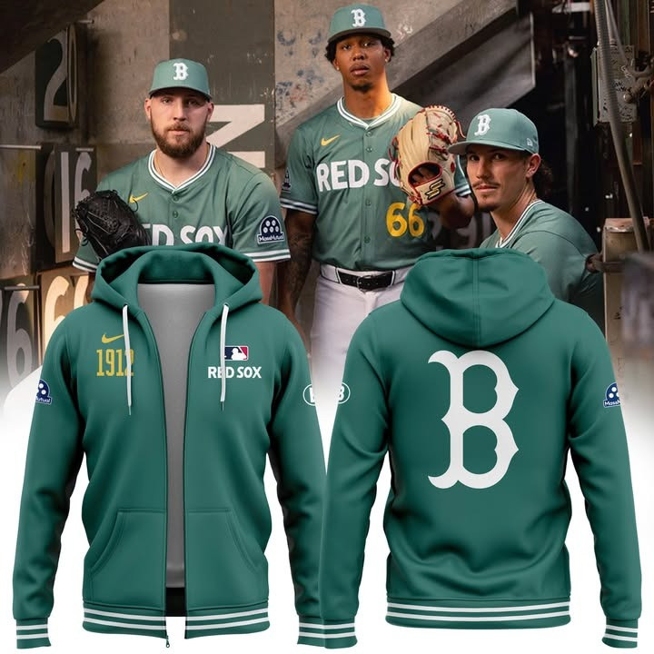 Boston Red Sox City Connect 1912 2025 Zip Hoodie Fenway Green Mlb Merch Uniforms Fan Gifts