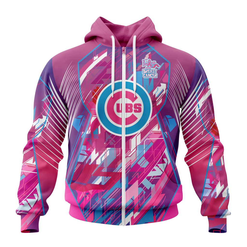 Mlb Chicago Cubs Mix Grateful Dead Specialized Design I Pink I Can Fearless Again Breast Cancer Zip Hoodie