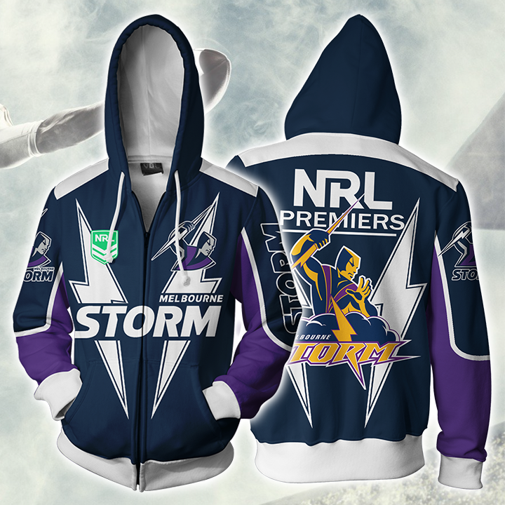 Melbourne Storm Nrl Zip Up Hoodie For Sport Fans
