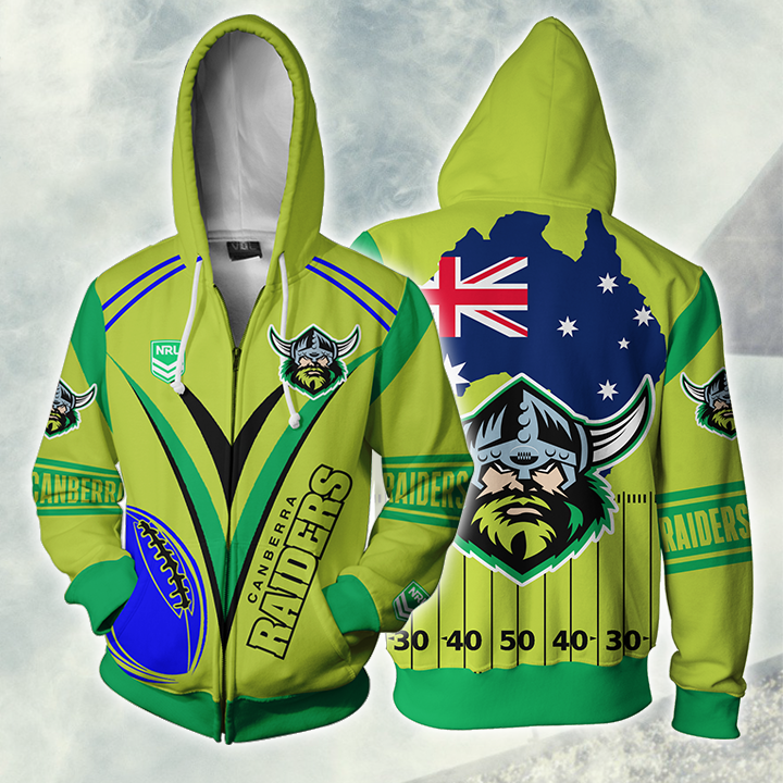 Canberra Raiders Nrl Zip Up Hoodie For Sport Fans