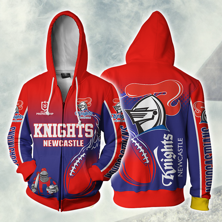 Newcastle Knights Nrl Zip Up Hoodie For Sport Fan
