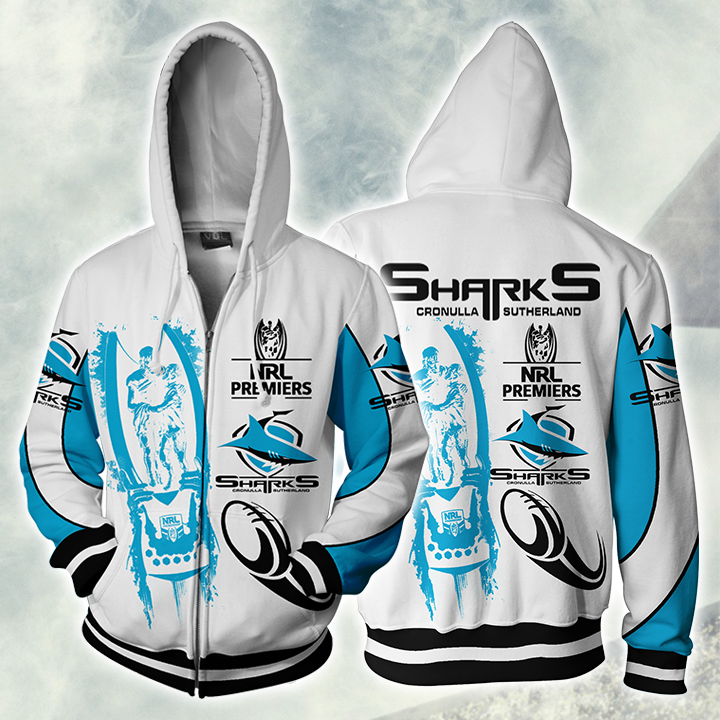 Cronulla-Sutherland Sharks Nrl Hoodie Zip For Men And Women