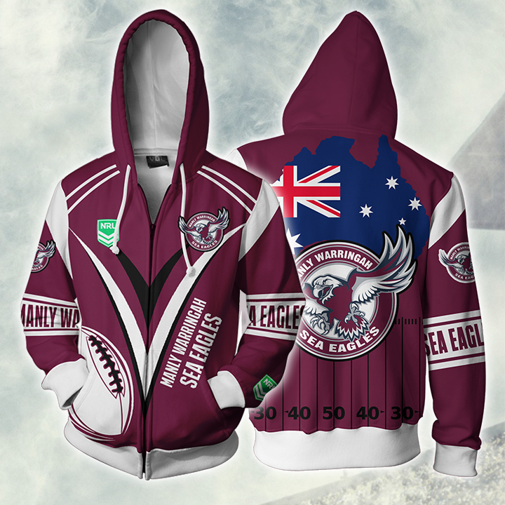 Manly Warringah Sea Eagles Nrl Hoodie Zip For Men And Women
