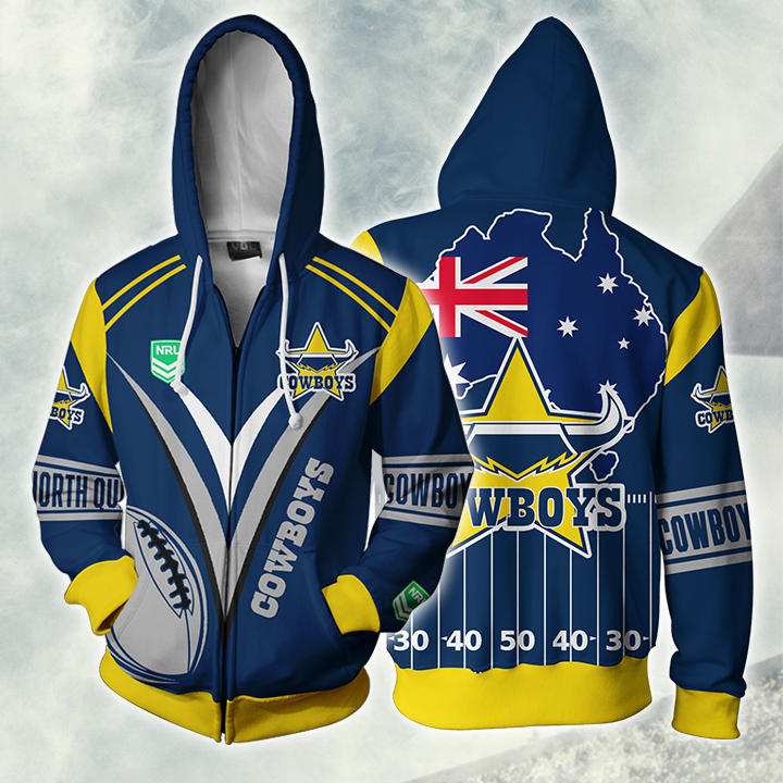 North Queensland Cowboys Nrl Zip Up Hoodie For Sport Fan