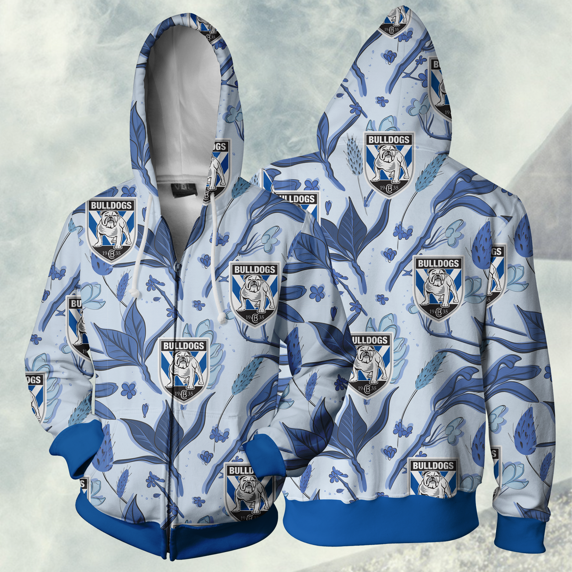 Bulldogs Rlfc Nrl Full Zipper Hoodie Jacket For Sport Fan
