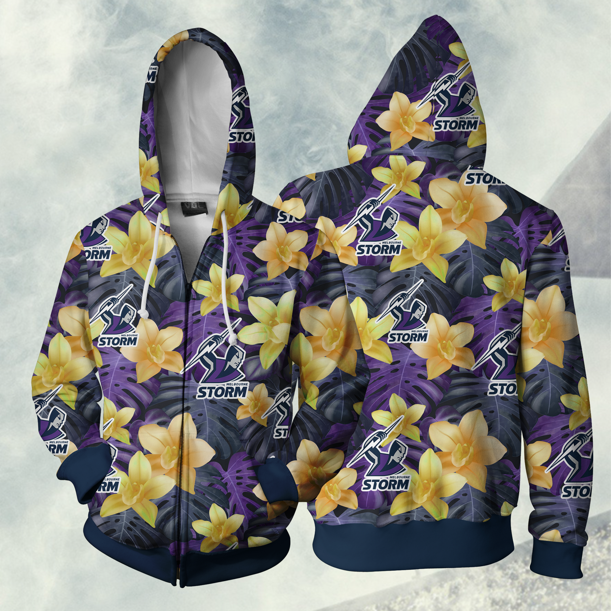 Melbourne Storm Nrl Hoodie Full Zip Up For Fans