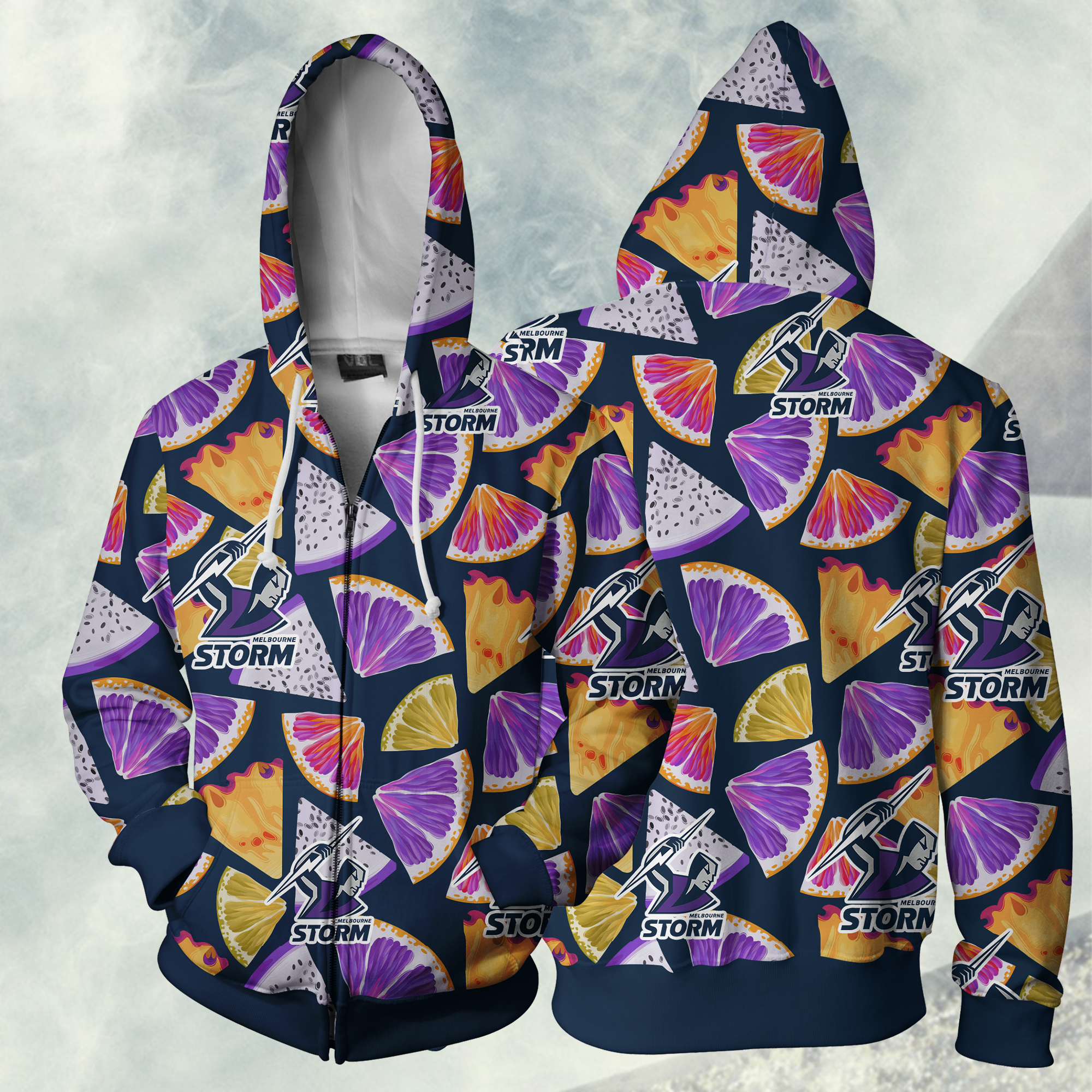 Melbourne Storm Nrl Full Zipper Hoodie Jacket For Sport Fan