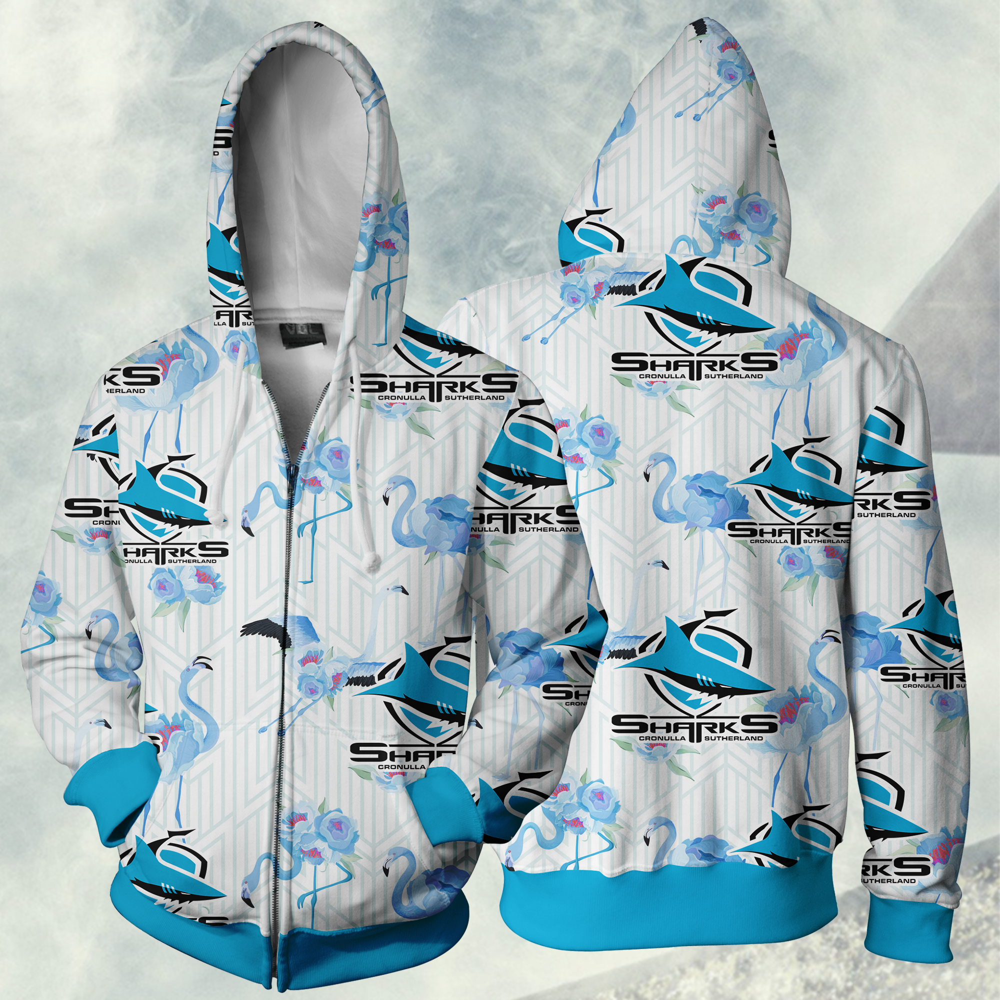 Cronulla Sharks Nrl Zip Up Hoodie For Sport Fans