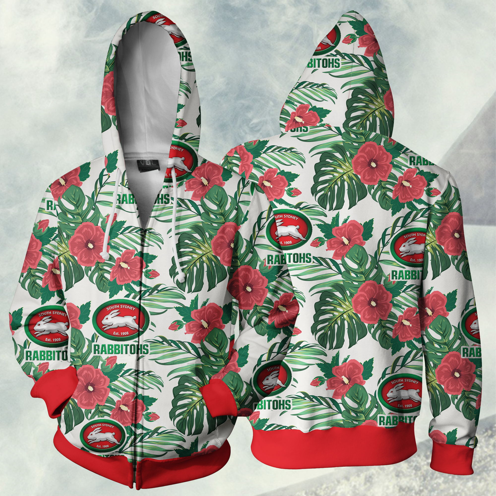 Nrl South Sydney Rabbitohs Zip Hoodie Jacket For Fans