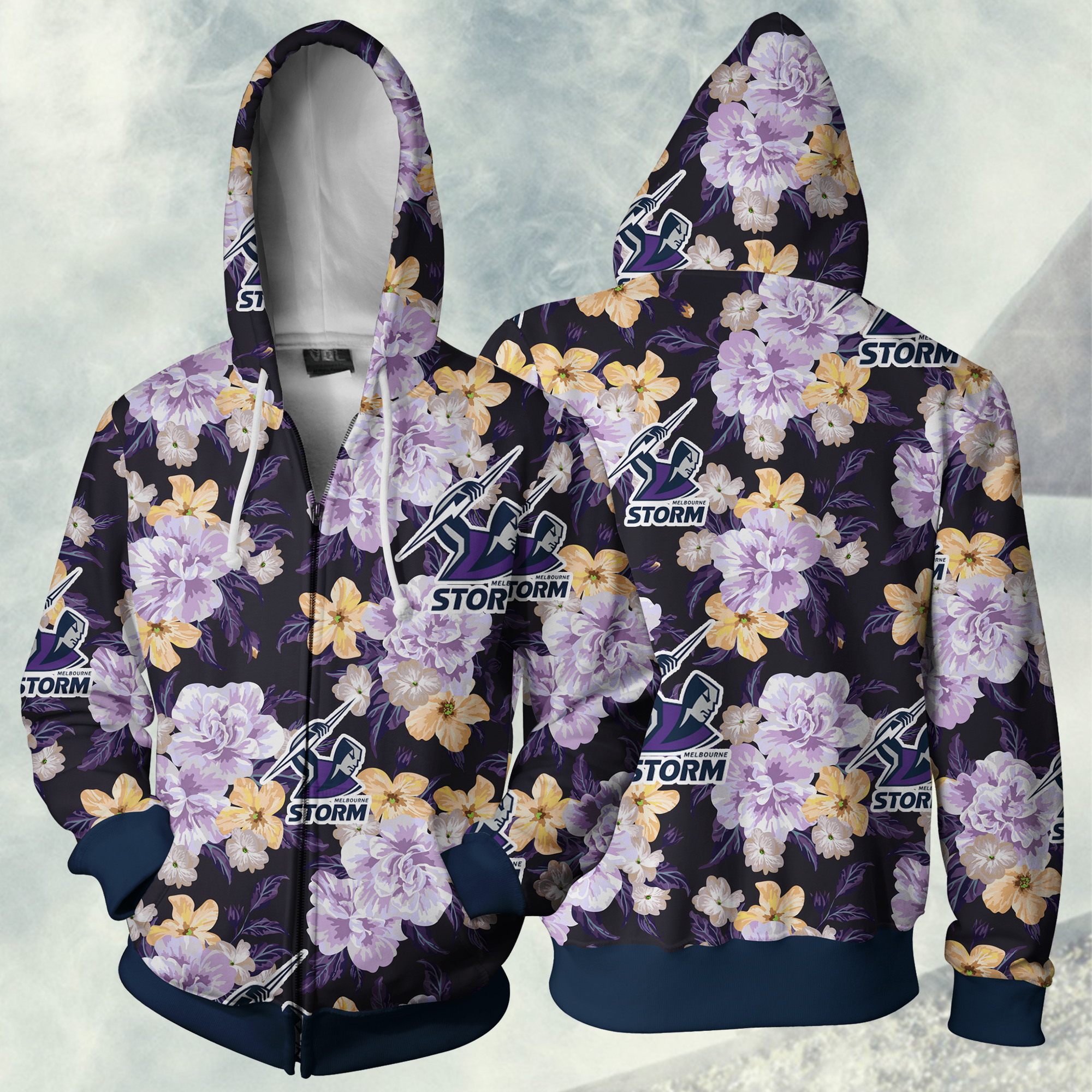 Melbourne Storm Nrl Hoodie Full Zip For Fans