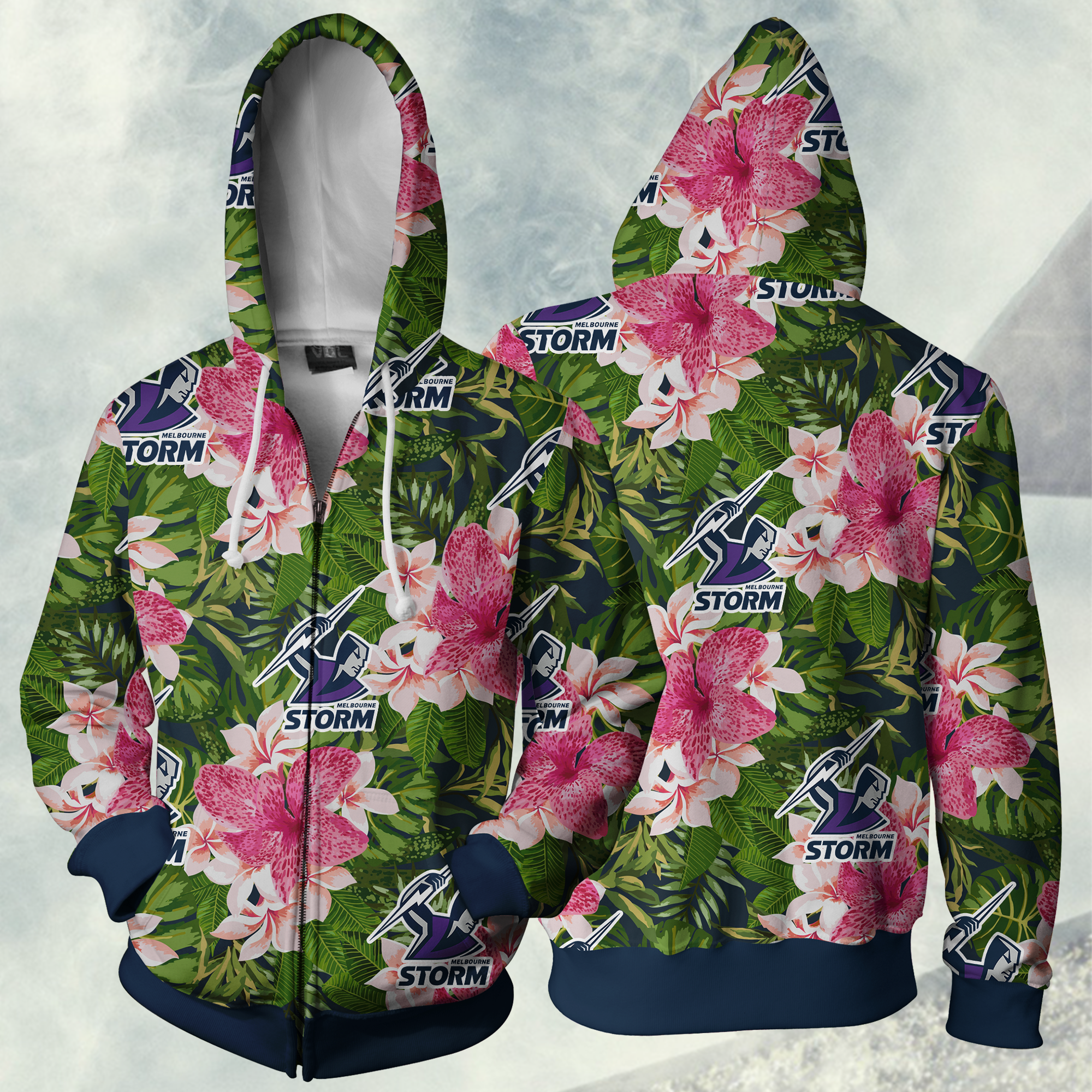 Melbourne Storm Nrl Zipper Hoodie Jacket For Sport Fan