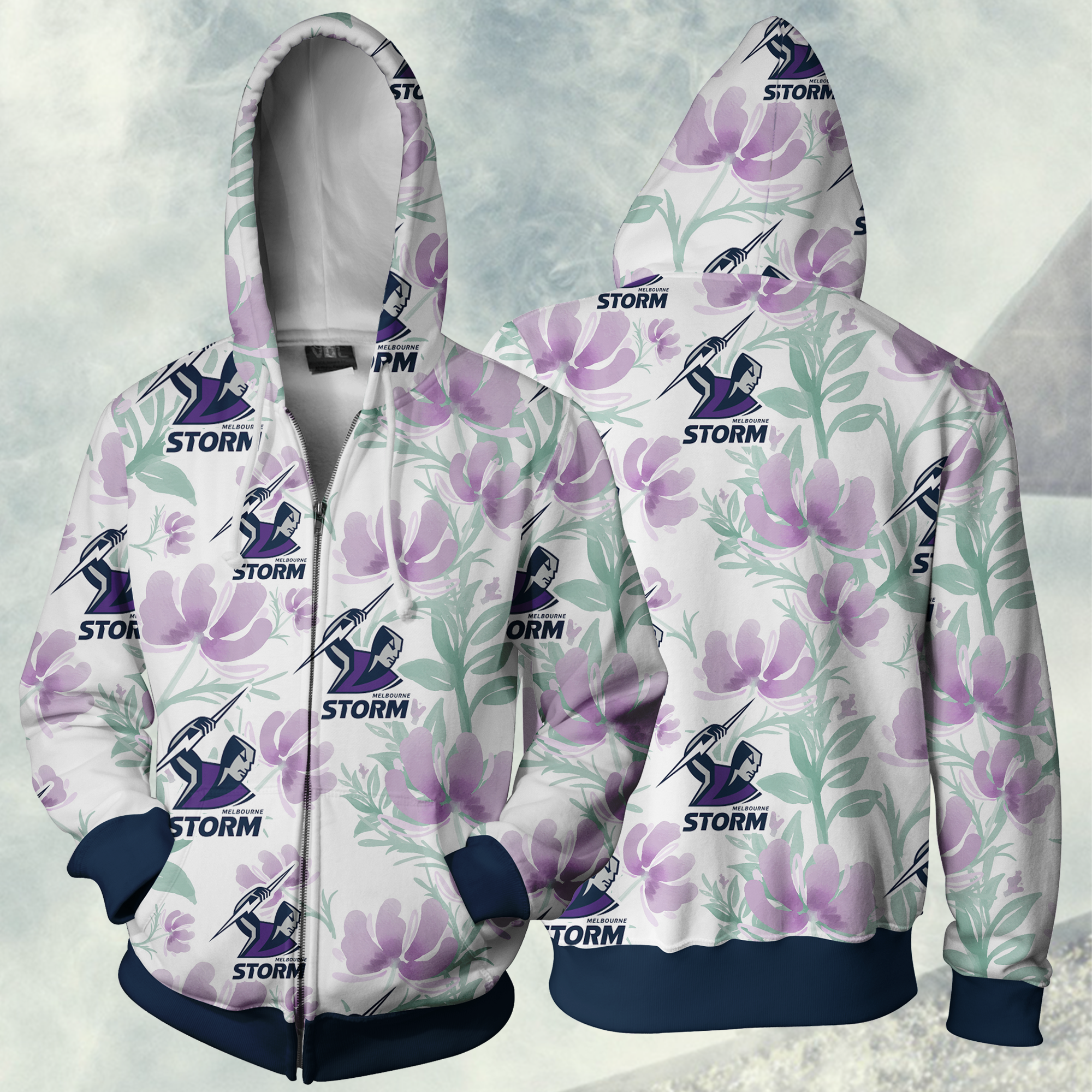 Melbourne Storm Nrl Full Zipper Hoodie Jacket For Fans