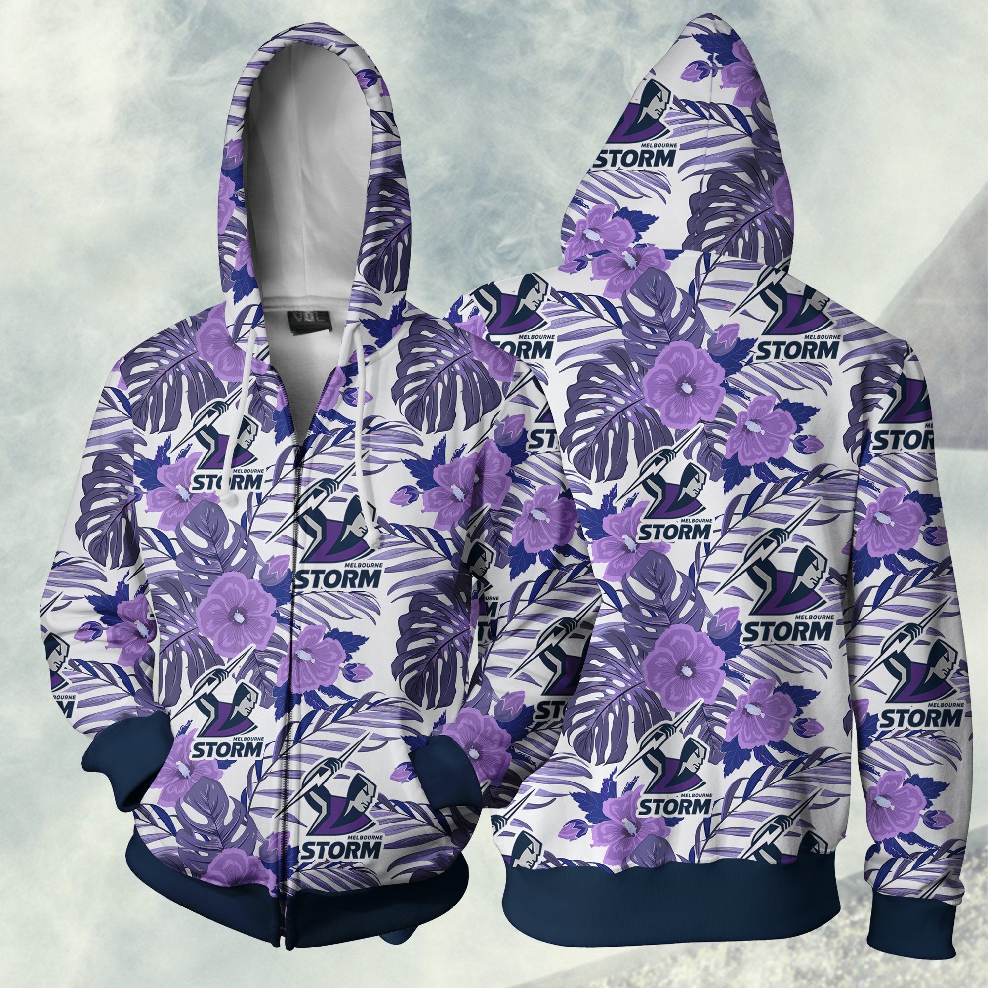 Melbourne Storm Nrl Zipper Hoodie Jacket For Men Women