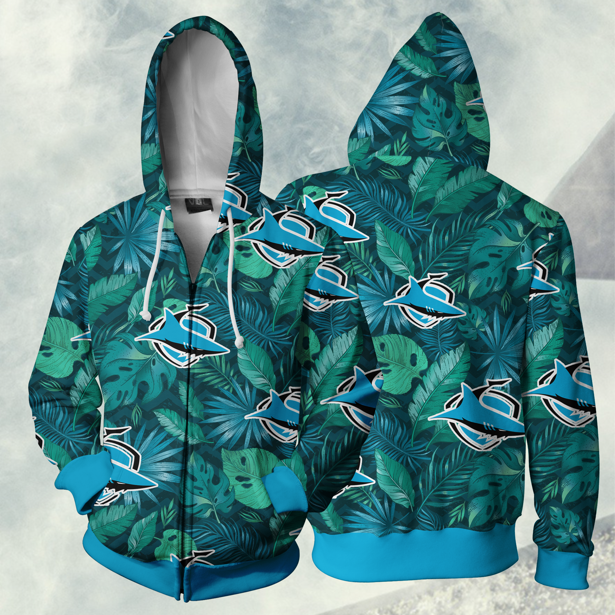 Cronulla Sharks Nrl Zipper Hoodie Jacket For Sport Fan
