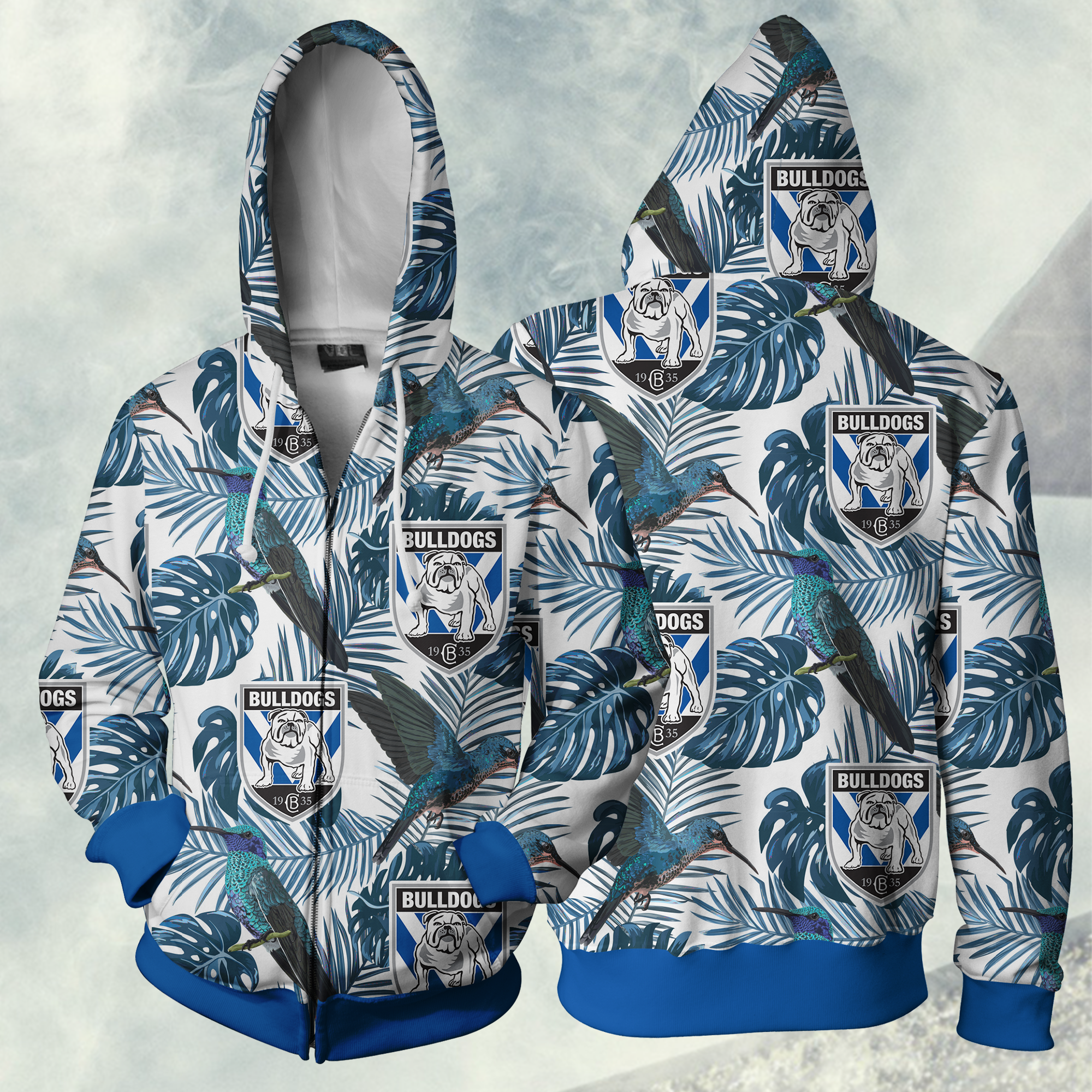 Bulldogs Rlfc Nrl Zip Up Hoodie Jacket For Sport Fan
