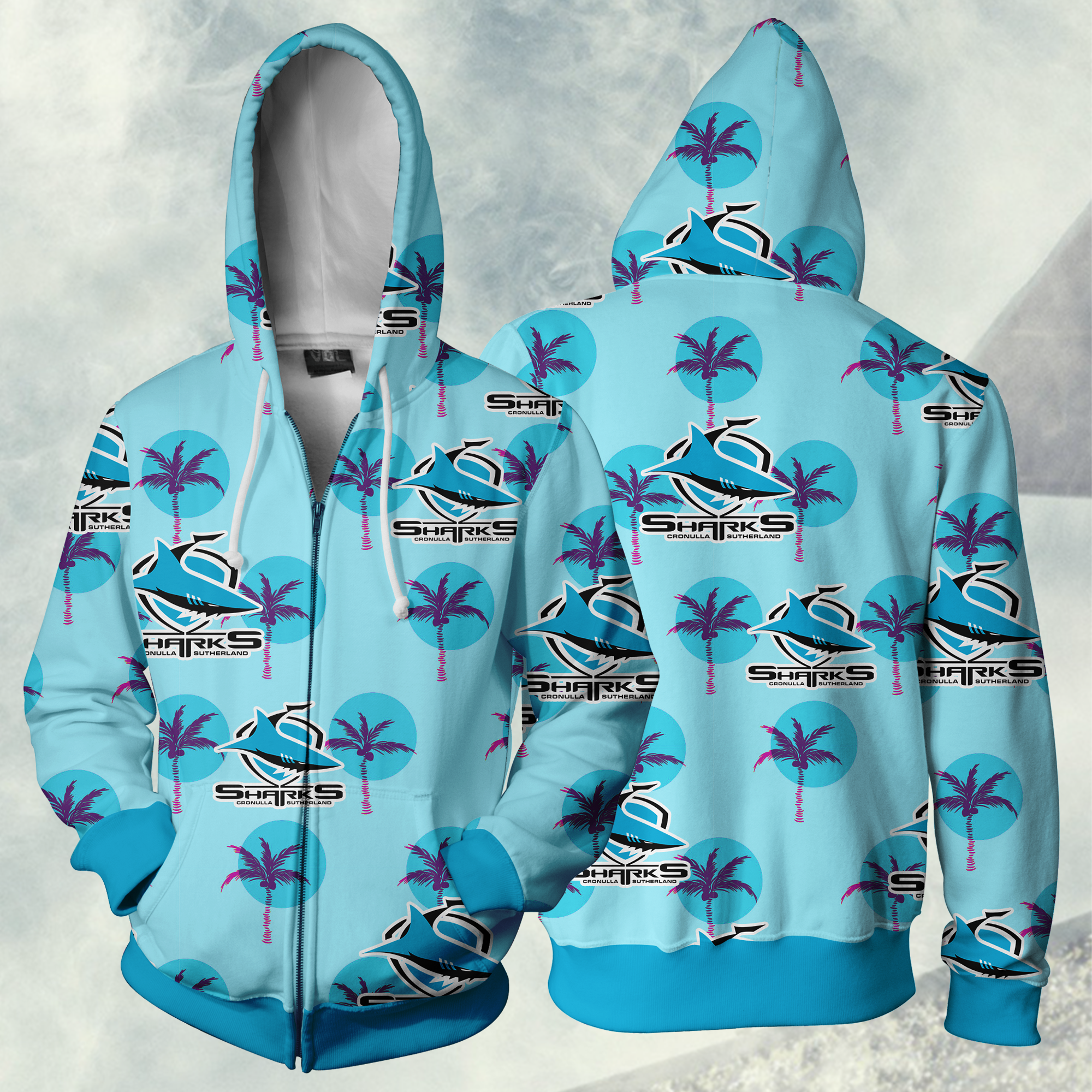 Cronulla Sharks Nrl Hoodie Full Zip For Fans
