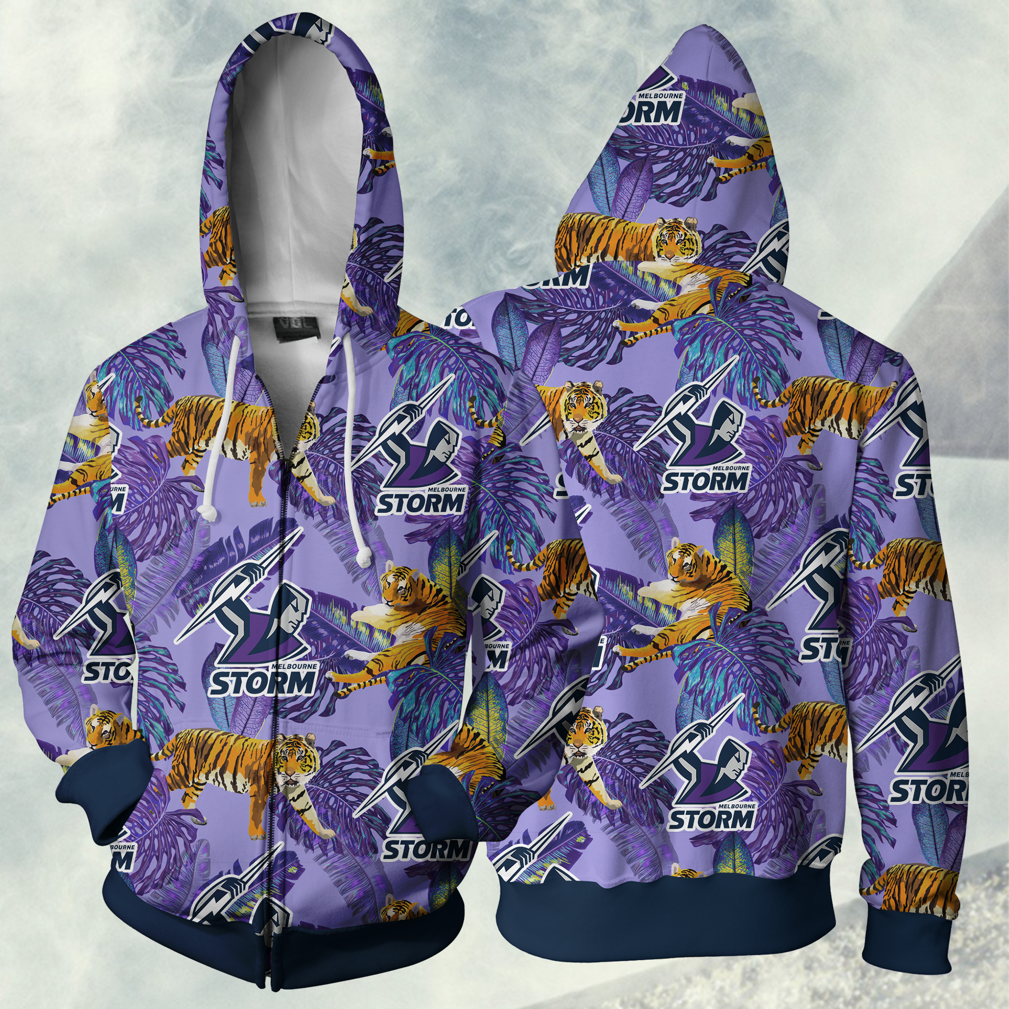 Melbourne Storm Nrl Full Zipper Hoodie Jacket For Sport Fans