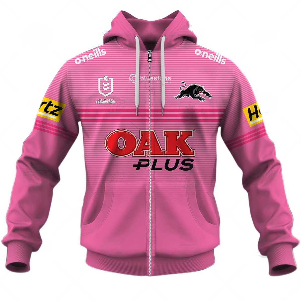 Nrl Penrith Panthers Custom Name Number Away Jersey Full Zip Up Hoodie
