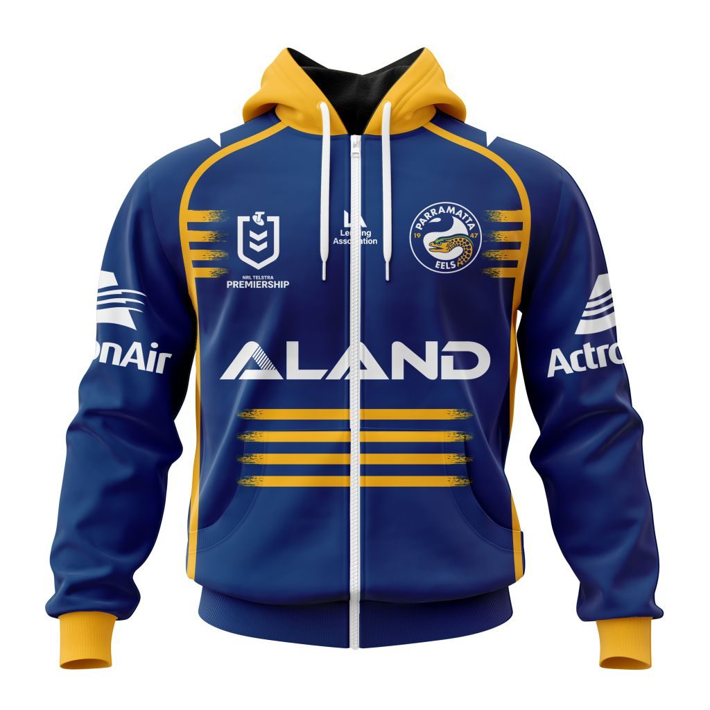 Nrl Parramatta Eels Custom Name Number Home Jersey Full Zip Up Hoodie