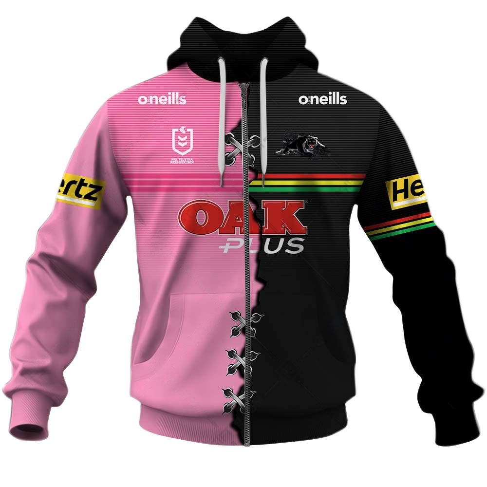 Nrl Penrith Panthers Custom Name Number Mix Jersey Edition Zip Up Hoodie