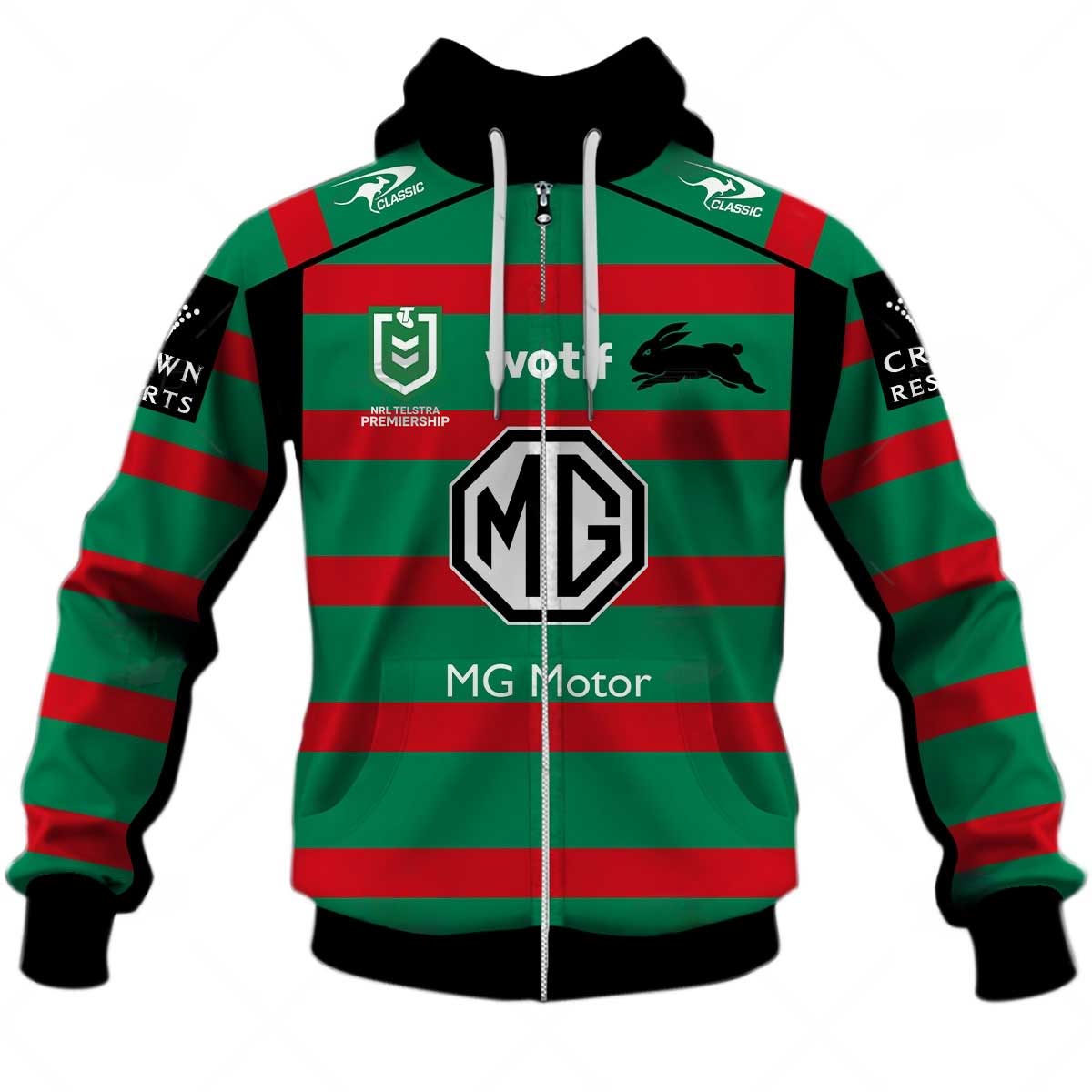 Nrl South Sydney Rabbitohs Custom Name Number Home Jersey Zip Hoodie