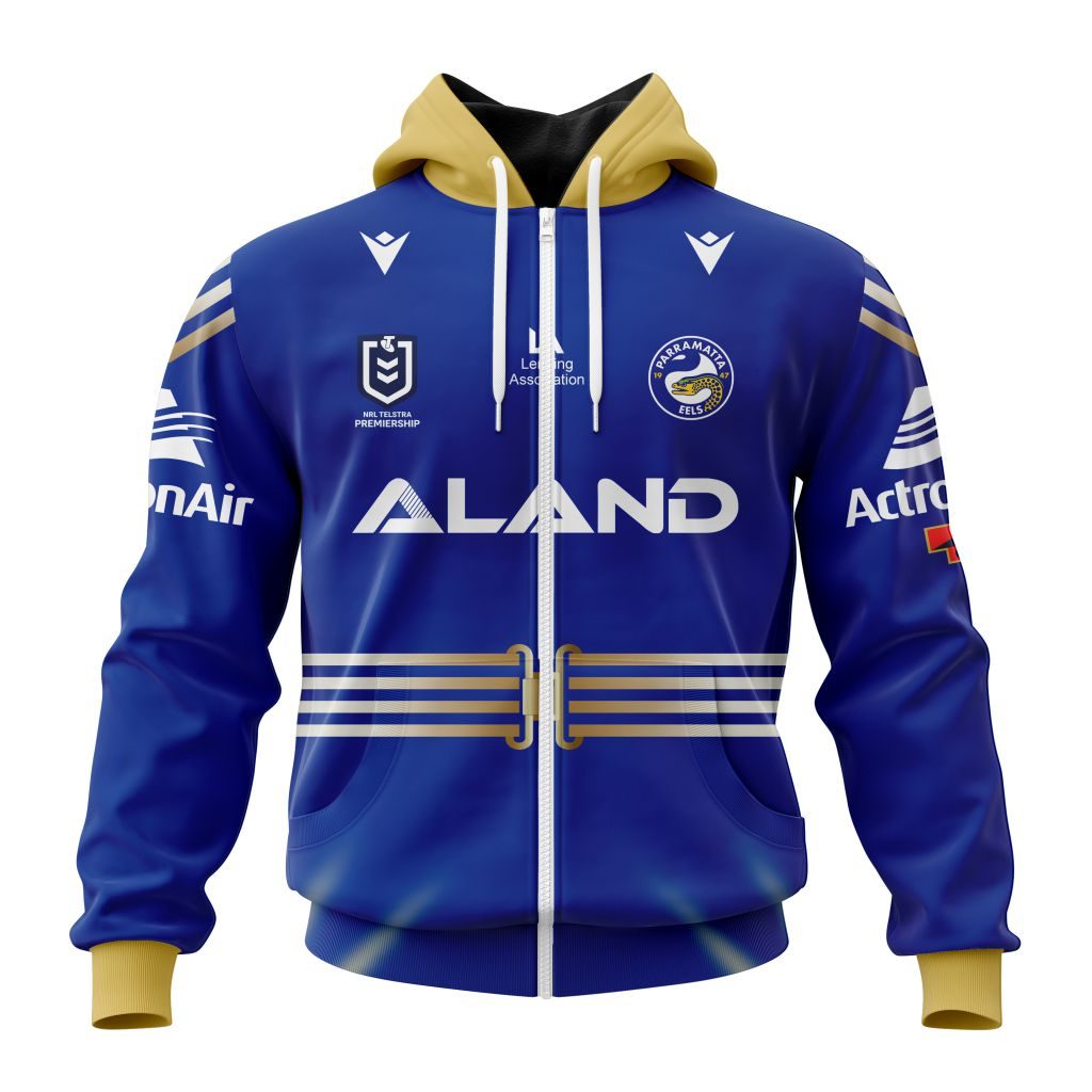 Nrl Parramatta Eels Custom Name Number Anzac Day Round Jersey Zip Up Hoodie