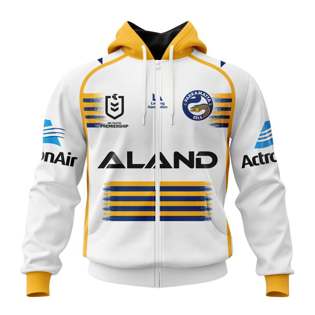 Nrl Parramatta Eels Custom Name Number Away Jersey Full Zip Up Hoodie