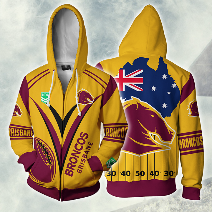Brisbane Broncos Nrl Zip Hoodie Jacket