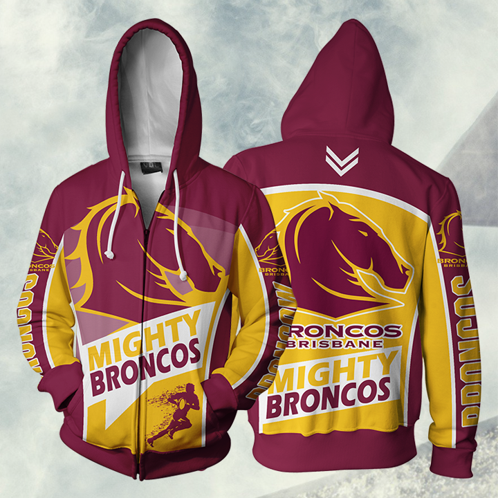 Brisbane Broncos Nrl Hoodie Zip For Men Women