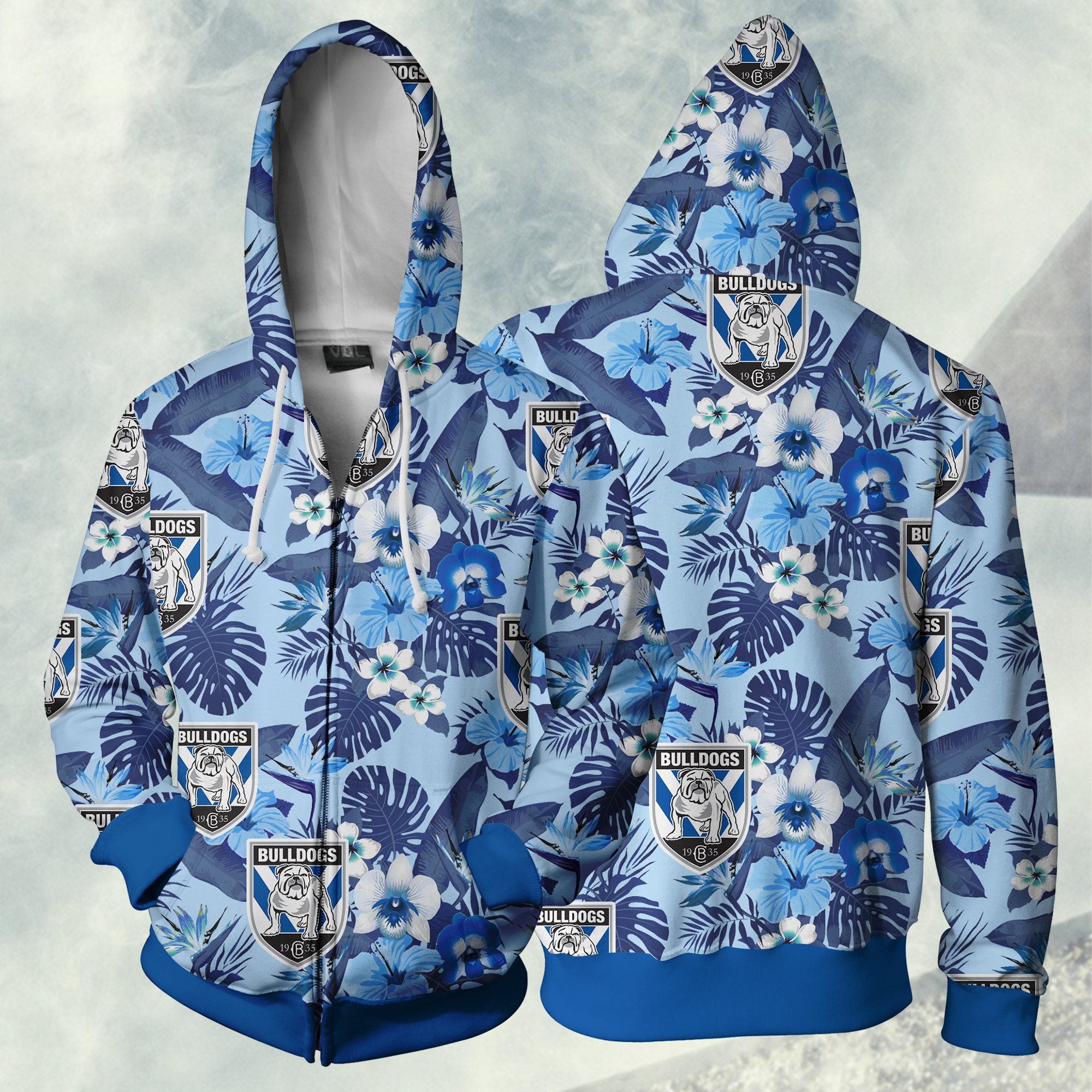 Bulldogs Rlfc Nrl Zip Up Hoodie Jacket For Men Women