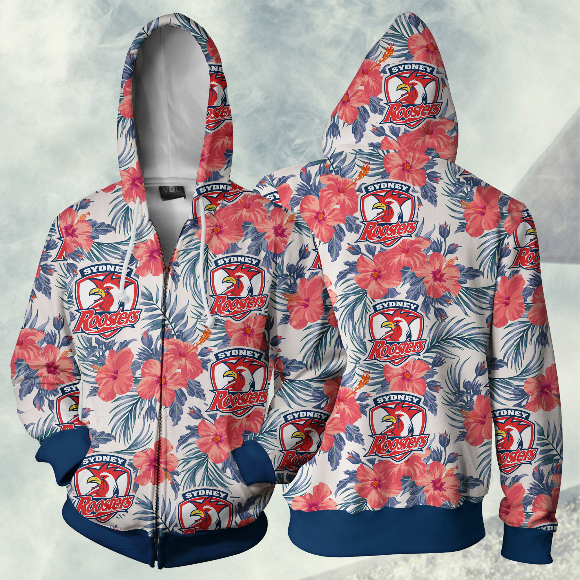 Nrl Sydney Roosters Zip Hoodie Jacket For Sport Fans