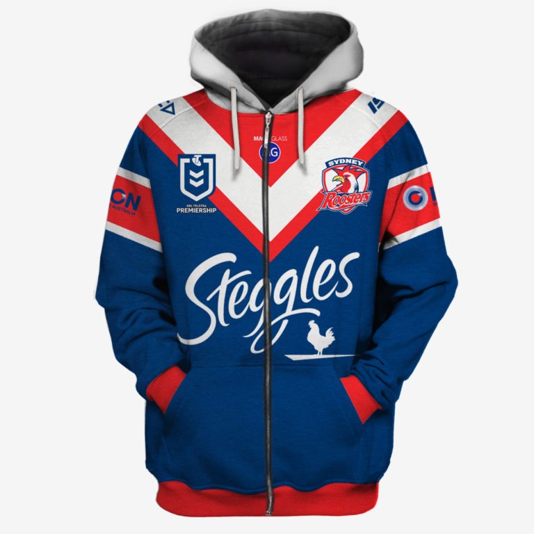 Nrl Sydney Roosters Custom Name Number Blue Limited Jersey Zip Up Hoodie