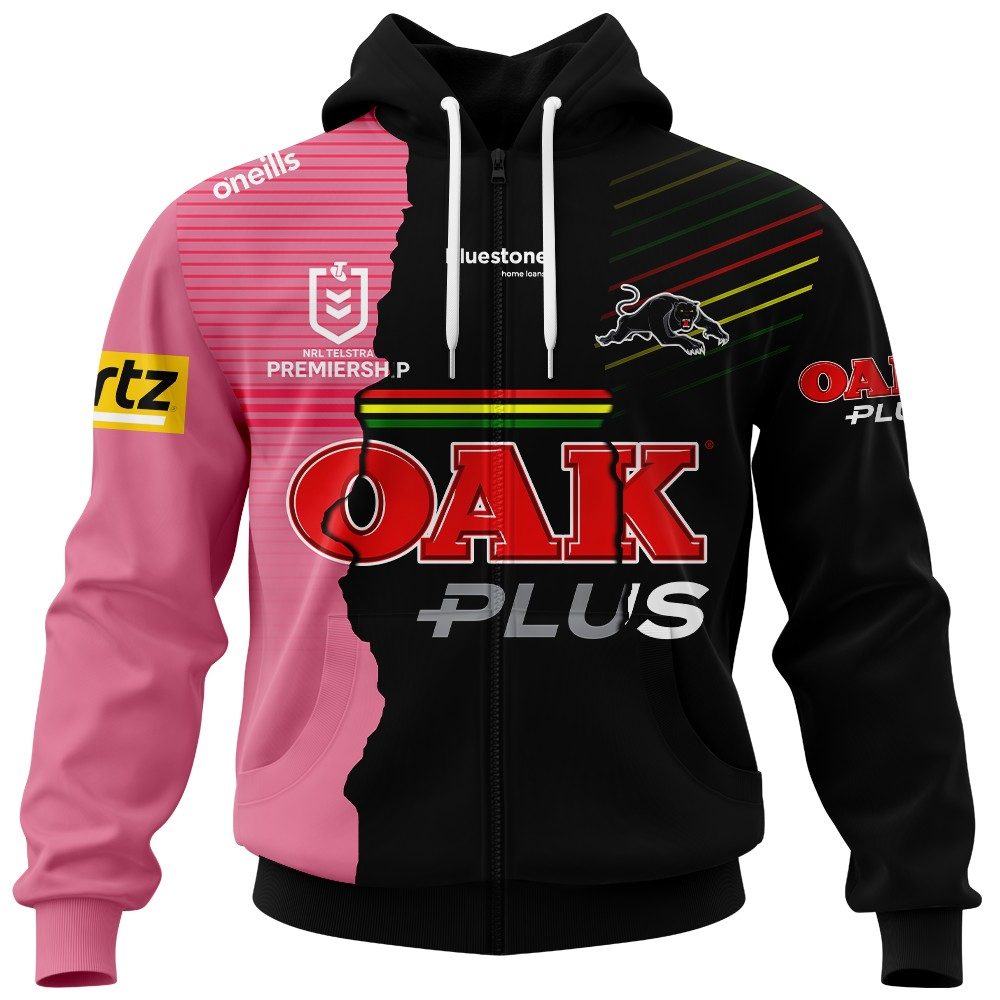 Nrl Penrith Panthers Custom Name Number Mix Jersey Zip Up Hoodie