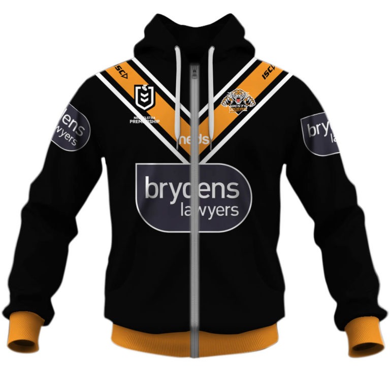 Nrl Wests Tigers Custom Name Number Home Jersey Zip Up Hoodie