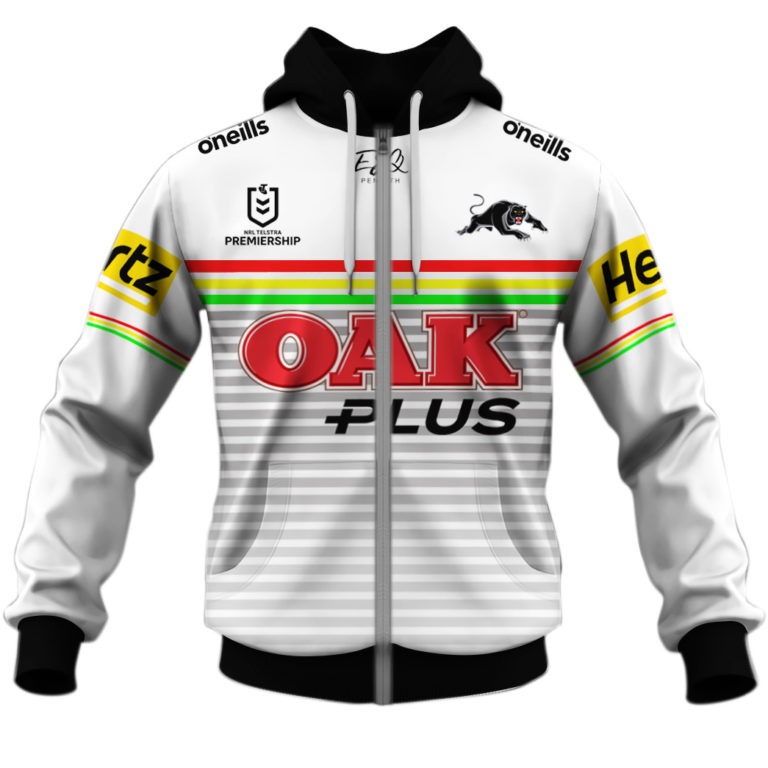 Nrl Penrith Panthers Custom Name Number Away Jersey Zip Up Hoodie