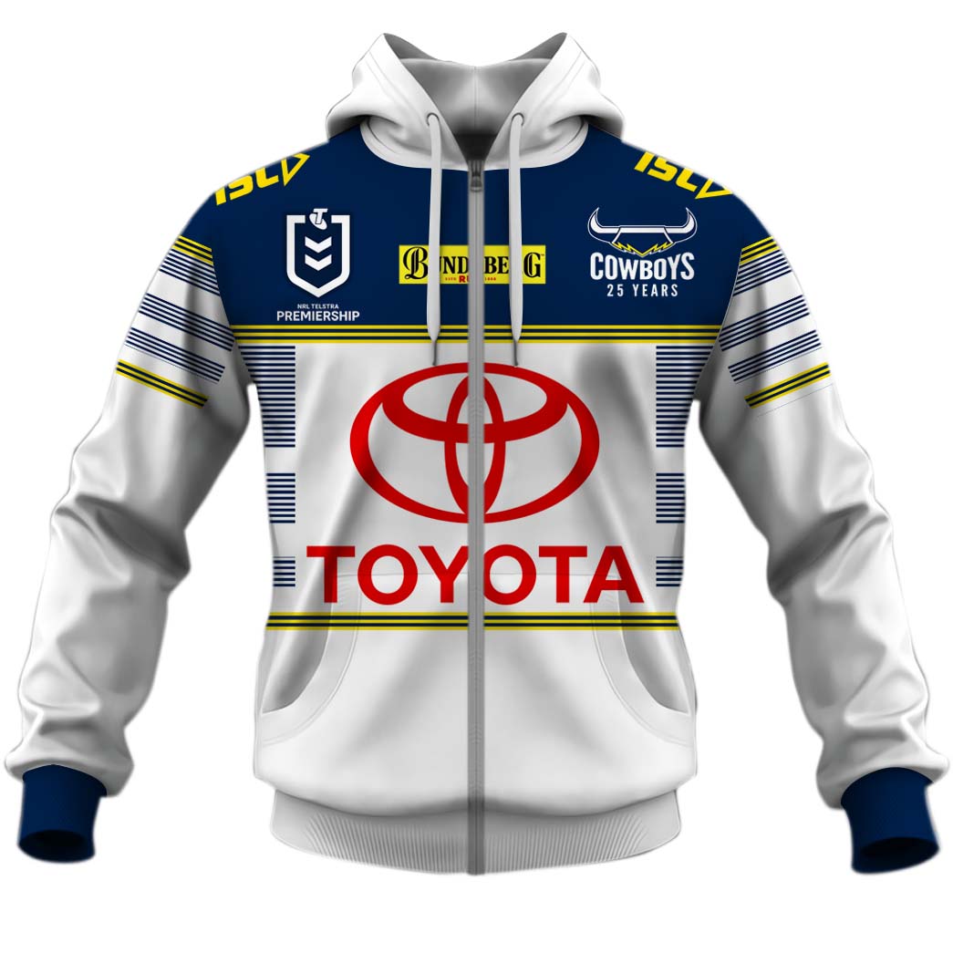 Nrl North Queensland Cowboys Custom Name Number Home Jersey Zip Up Hoodie