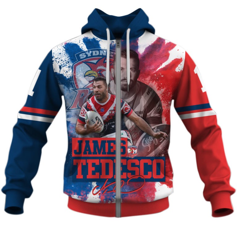 Nrl Sydney Roosters #1 James Tedesco Jersey Zip Up Hoodie