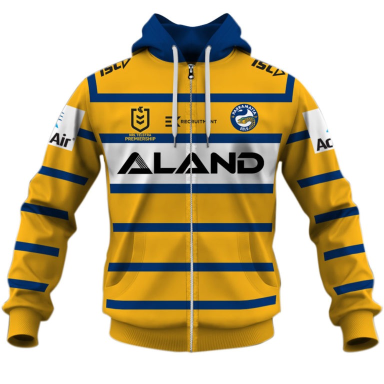 Nrl Parramatta Eels Custom Name Number Away Jersey Zip Up Hoodie