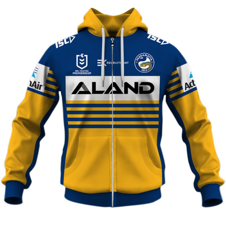 Nrl Parramatta Eels Custom Name Number Home Jersey Zip Up Hoodie