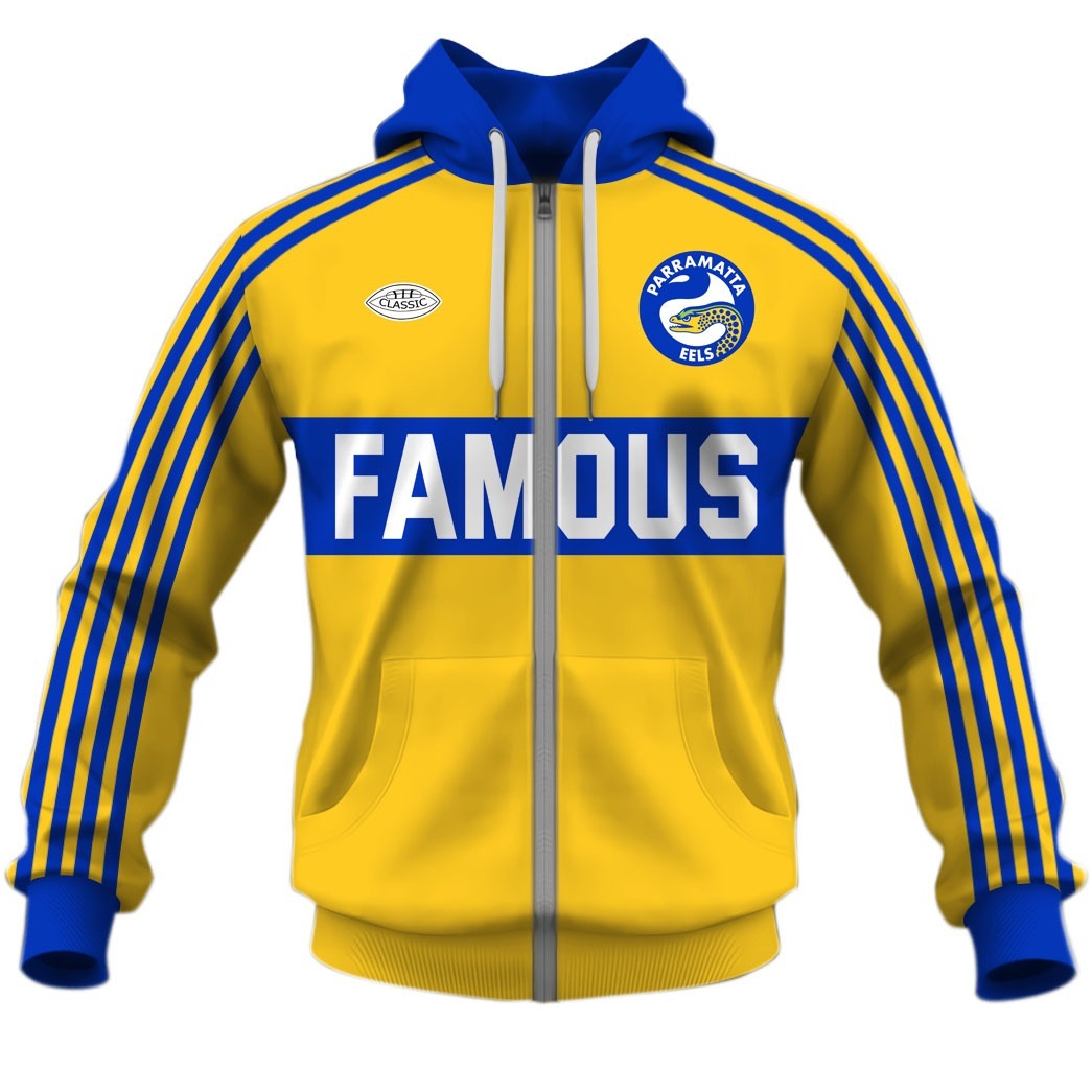 Nrl Parramatta Eels Custom Name Number 1980 Vintage Retro Jersey Zip Up Hoodie