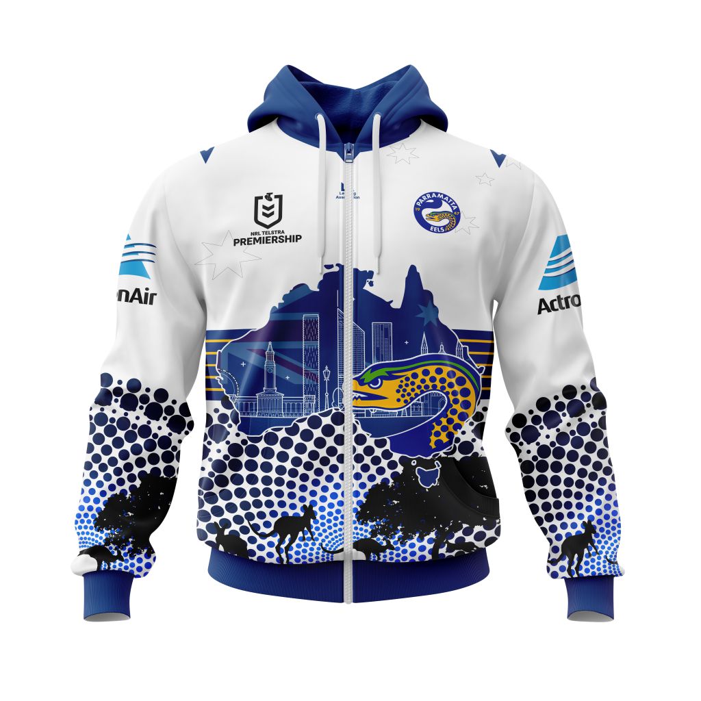 Nrl Parramatta Eels Custom Name Number Australia'S Day Zip Up Hoodie