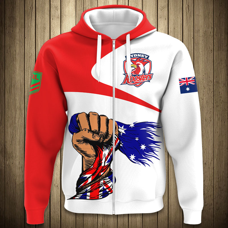 Nrl Sydney Roosters Australian Flag Zip Up Hoodie