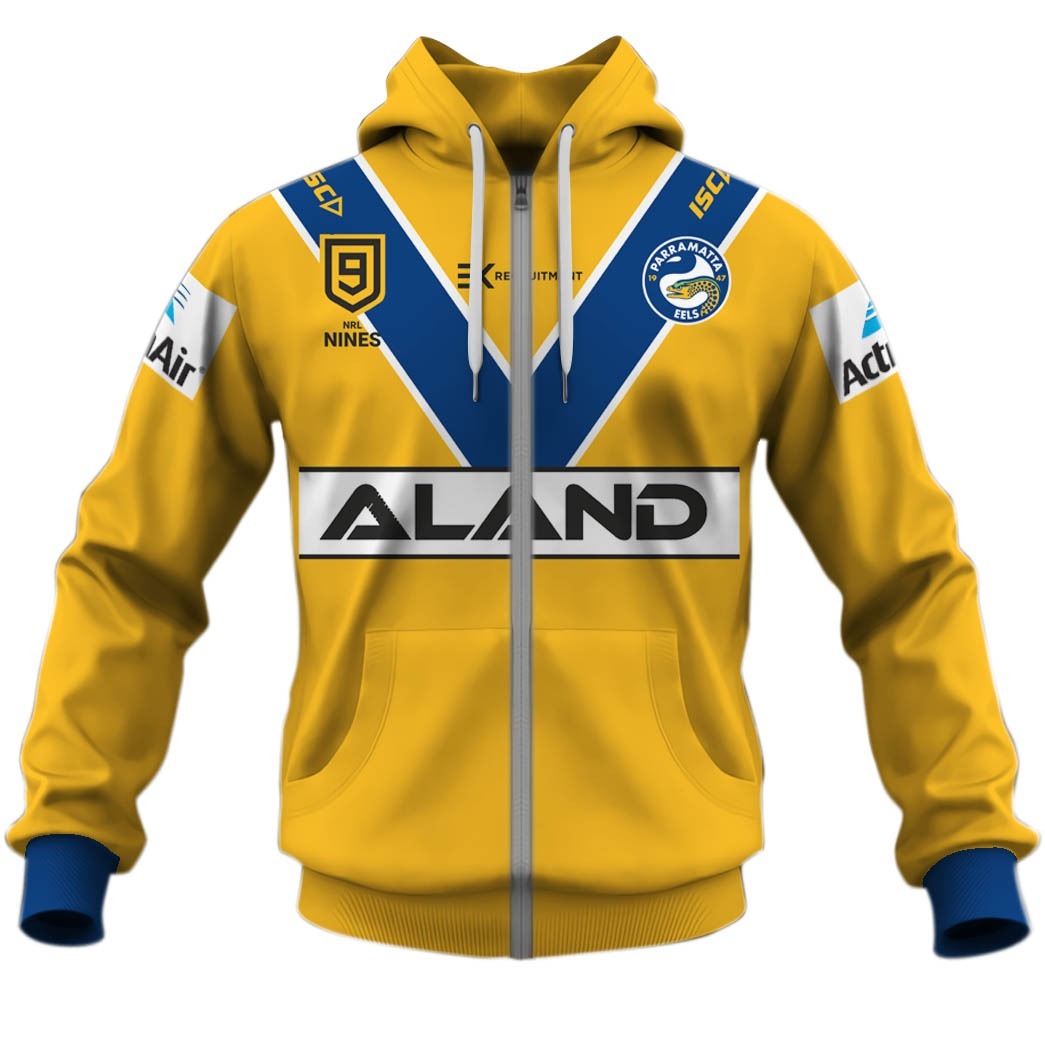 Nrl Parramatta Eels Custom Name Number Nrl Nines Jersey Zip Up Hoodie