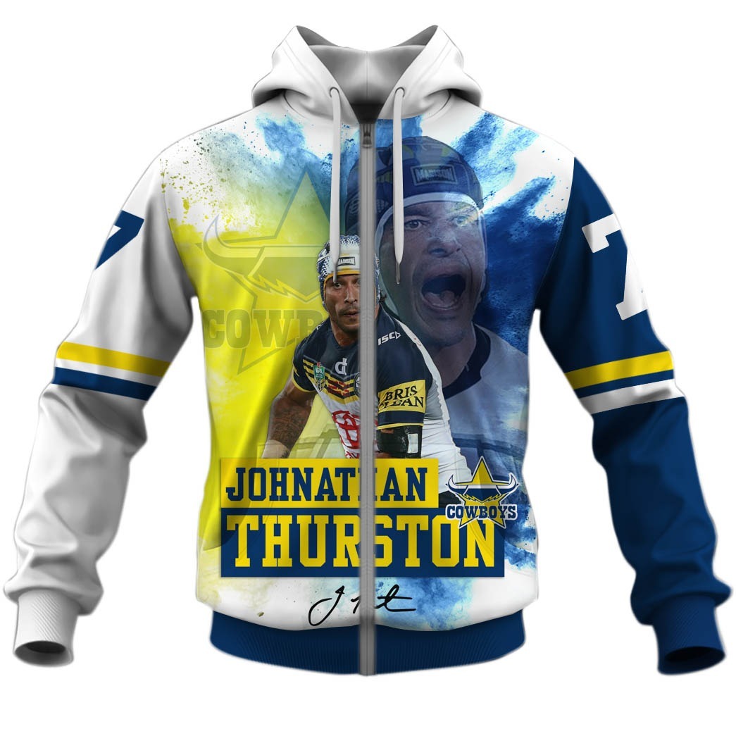 Nrl North Queensland Cowboys Johnathan Thurston Zip Up Hoodie